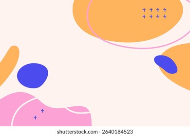memphis hand drawn minimalist geometric abstract background, trendy colorful shapes, vector illustration