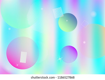 Memphis holographic simple vector background. Gradient hipster horizontal color overlay. Corporate identity geometric minimal holograph pattern. Chaotic bauhaus funky falling memphis layout.