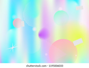 Memphis holographic simple vector background. Gradient unicorn horizontal color overlay. Geometric minimal corporate identity holograph pattern. Chaotic bauhaus funky falling memphis layout.