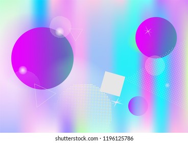 Memphis holographic simple vector background. Horizontal gradient hipster color overlay. Geometric abstract corporate identity holograph pattern. Falling chaotic dreamy memphis wallpaper.