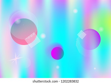 Memphis holographic simple vector background. Horizontal fairy-tale gradient color overlay.