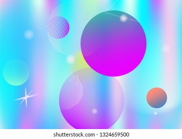 Memphis holographic simple vector background. Horizontal fairy-tale gradient color overlay. Corporate identity geometric minimal holograph pattern. Falling chaotic memphis dreamy wallpaper.