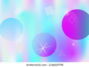 Memphis holographic vector business background. Gradient hipster horizontal color overlay. Corporate identity geometric minimal holograph pattern. Chaotic dreamy falling memphis wallpaper.