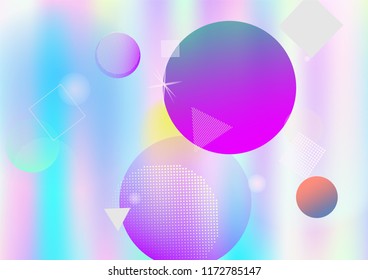 Memphis holographic vector business background. Gradient unicorn horizontal color overlay. Geometric minimal corporate identity holograph pattern. Falling chaotic memphis dreamy wallpaper.