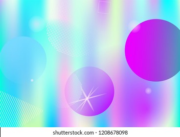 Memphis holographic vector business background. Gradient unicorn horizontal color overlay. Geometric abstract corporate identity holograph pattern. Falling chaotic dreamy memphis wallpaper.