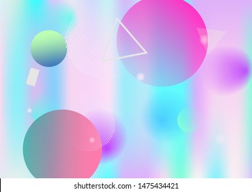 Memphis holographic vector business background. Horizontal fairy-tale gradient color overlay. Minimal corporate identity geometric holograph pattern. Chaotic funky bauhaus falling memphis wallpaper.