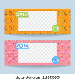 memphis horizontal abstract banner set