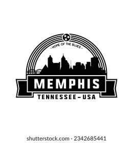 Logo de Memphis. Memphis, plantilla de diseño de Tennessee. Vector e ilustración.