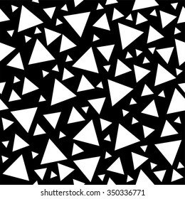 Memphis Milano style pattern with random triangles, geometric background in black and white