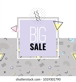 Memphis minimal abstract vector background. Sale banner for online shopping