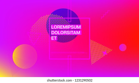 Memphis Minimal Geometric Pattern. Minimal Cover, Trendy Falling Shapes, Business Template Layout. Memphis Shape Futurist Banner, Corporate Identity. Neon Contemporary Music Party Poster