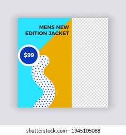 Memphis minimal square shape template .Corporate advertising template for social media stories. - Vector