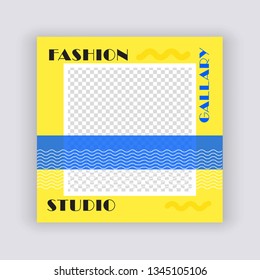 Memphis minimal square shape template .Corporate advertising template for social media stories. - Vector