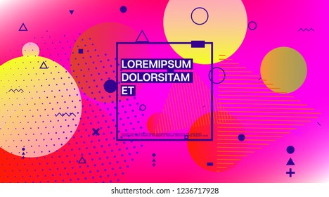 Memphis Modern Geometric Business Background. Minimal Cover, Trendy Falling Shapes, Business Template Layout. Memphis Shape Futurist Corporate Identity Design. Neon Music Party Poster