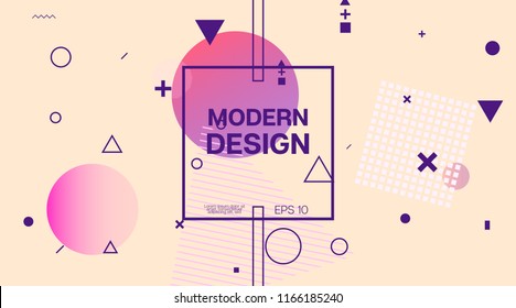 Memphis Modern Minimal Geometric Pattern. Trendy Minimal Cover, Falling Shapes, Hipster Business Template. Memphis Pattern Shape Corporate Identity Design. Vector Cover Presentation