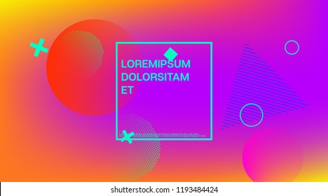 Memphis Modern Minimal Geometric Pattern. Trendy Minimal Cover, Falling Shapes, Hipster Business Template. Memphis Shape Futurist Banner, Corporate Identity. Neon Music Party Poster