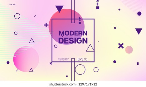 Memphis Modern Minimal Geometric Pattern. Cool Minimal Cover, Trendy Elements, Business Template. Memphis Shape Futurist Banner, Corporate Identity. Music Poster, Presentation