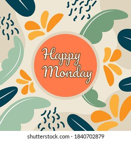 Memphis monday background with flowers. 