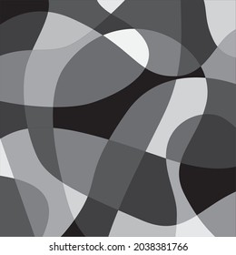 Memphis monochrome black and white abstract circle freeform shape art  background