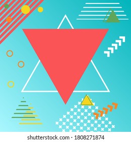 Memphis on blue background with triangles