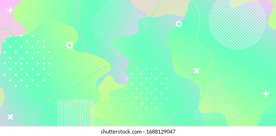 Memphis Pastel Poster. Geometric Liquid Shapes. Pink Funny Concept. Creative Summer Brochure. Abstract Pastel Poster. Gradient Funky Concept. Green Funky Journal. Abstract Pastel Banner.