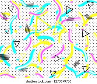 Memphis pattern. 3d fluid geometric shapes. Vector Illustration. Hipster style. Abstract colorful funky background.