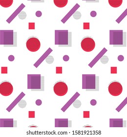 Memphis pattern 80's-90's styles on  white background. Trendy memphis style. Colorful geometric pattern different shapes color style. Cover template design,abstract, hipster fashion.Vector Eps. 8.