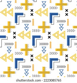 Memphis pattern 80's-90's styles on white background. Trendy flat style. Colorful geometric pattern different shapes color style. Cover template design,abstract pattern, hipster fashion. 