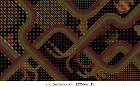 Memphis pattern. Abstract background with color lines and different elements for card or flyer. Retro Pattern with Color Elements for your Design. Vector Texture.