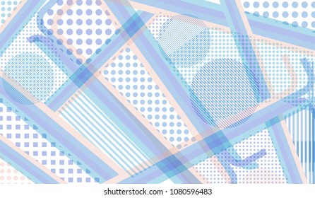 Memphis pattern. Abstract pattern with color strips and different elements for banner or mobile application. Retro Pattern with Color Elements for your Design. Vector Texture.