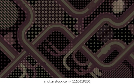 Memphis pattern. Abstract pattern with color strips and different elements for banner or mobile application. Retro-Fututristic Background with Color Elements in Disco Style. Vector Texture.