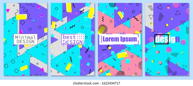 Memphis pattern. Abstract colorful funky background. Pop art. Geometric shapes. Vector Illustration. Hipster style 80s-90s. Color background.