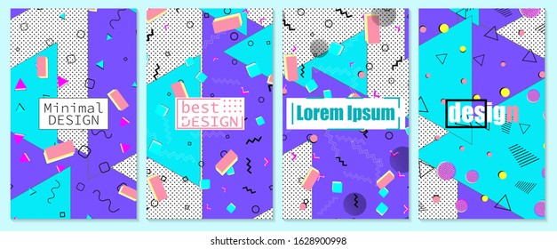 Memphis pattern. Abstract colorful funky background. Pop art. Geometric shapes. Vector Illustration. Hipster style 80s-90s. Color background.