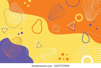 Patrón memphis de formas geométricas abstractas y figuras en forma de pera para el tejido y postales. Ilustración vectorial. Fondo colorido de la caricatura de splash.