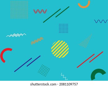 Ilustración de fondo del patrón Memphis de patrones geométricos.