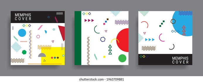 Memphis pattern background for social media post template. vector illustration