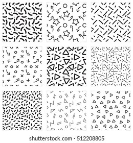 Memphis pattern backgrounds set