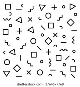 Memphis pattern black and white color. Vector illustration