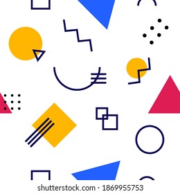 Memphis pattern in classic style. Background, wallpaper. Minimal geometric background. Abstract seamless pattern in retro style. 