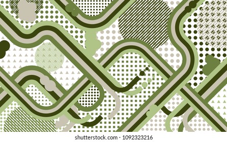 Memphis pattern. Disco background with color lines and different elements for textile or wallpaper. Retro-Fututristic Background with Color Elements in Disco Style. Vector Texture.