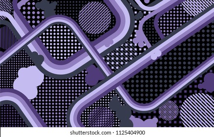 Memphis pattern. Disco background with color lines and different elements for paper or print. Retro-Fututristic Background with Color Elements in Disco Style. Vector Texture.