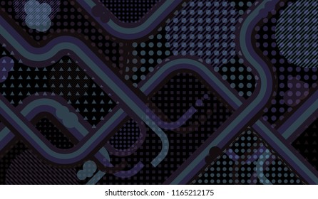Memphis pattern. Disco background with color lines and different elements for paper or print. Pop-Art Style. Vintage Background with Color Elements in Disco Style. Vector Texture.