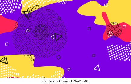 Memphis Pattern  Flyer. Lilac Flow Composition. Red Splash Design. Violet Cute Flyer. Honey Memphis Cover. Splash Colors Poster. Lavender Cool Elements. Memphis Cute Pattern. 