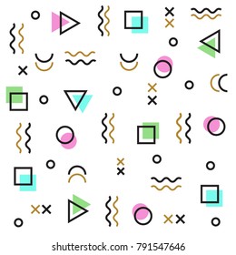 Memphis pattern of geometric shapes. Colorful pattern memphis style