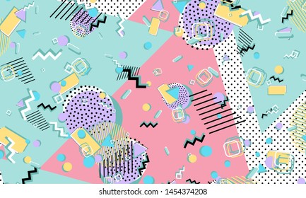 Memphis Seamless Pattern Collection Geometric Seamless Stock Vector ...