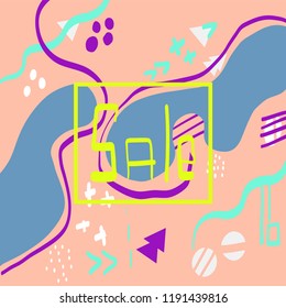 Memphis pattern of geometric shapes modern for background and postcards. Hipster poster,  bright colour background.