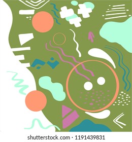 Memphis pattern of geometric shapes modern for background and postcards. Hipster poster,  bright colour background.