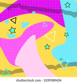 Memphis pattern of geometric shapes for tissue and postcards. Vector Illustration. Hipster style. Abstract colorful funky background.