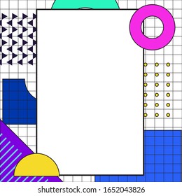 Memphis pattern of geometric shapes for tissue and postcards. Hipster poster, juicy, bright color background.