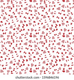 Memphis pattern for Happy Valentine's Day celebration with symbols in retro 80s, 90s memphis style. Vector illustration